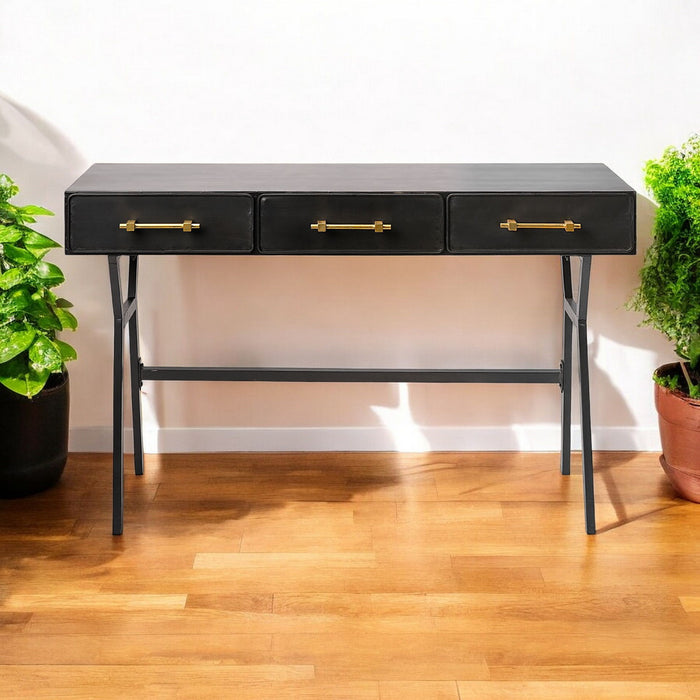Writing Desk With Three Drawers - Black