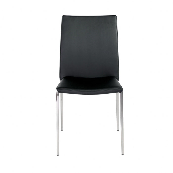 Upholstered Faux Leather Dining Side Chair (Set of 2) - Black