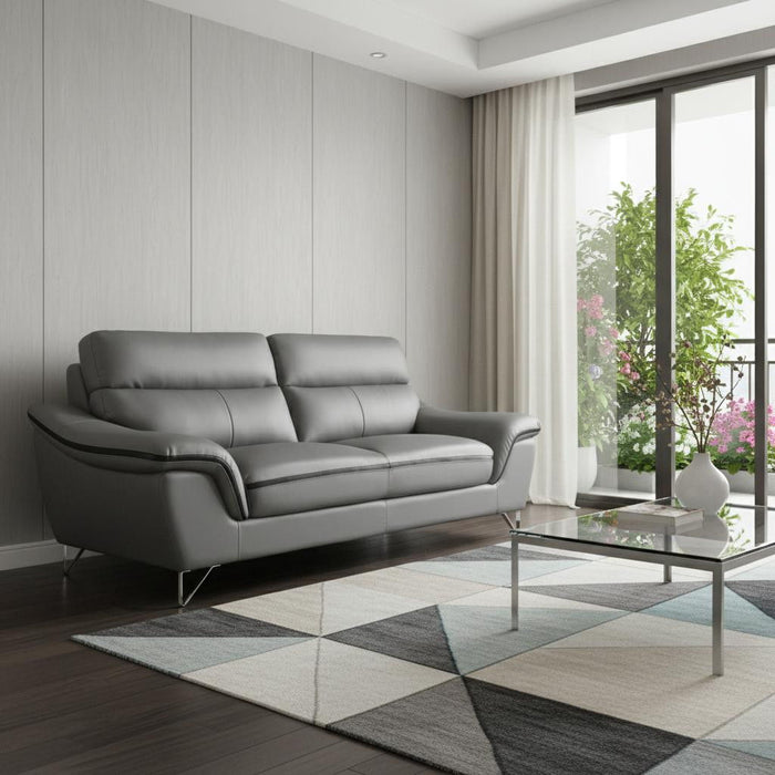 Faux Leather Love Seat - Silver / Gray