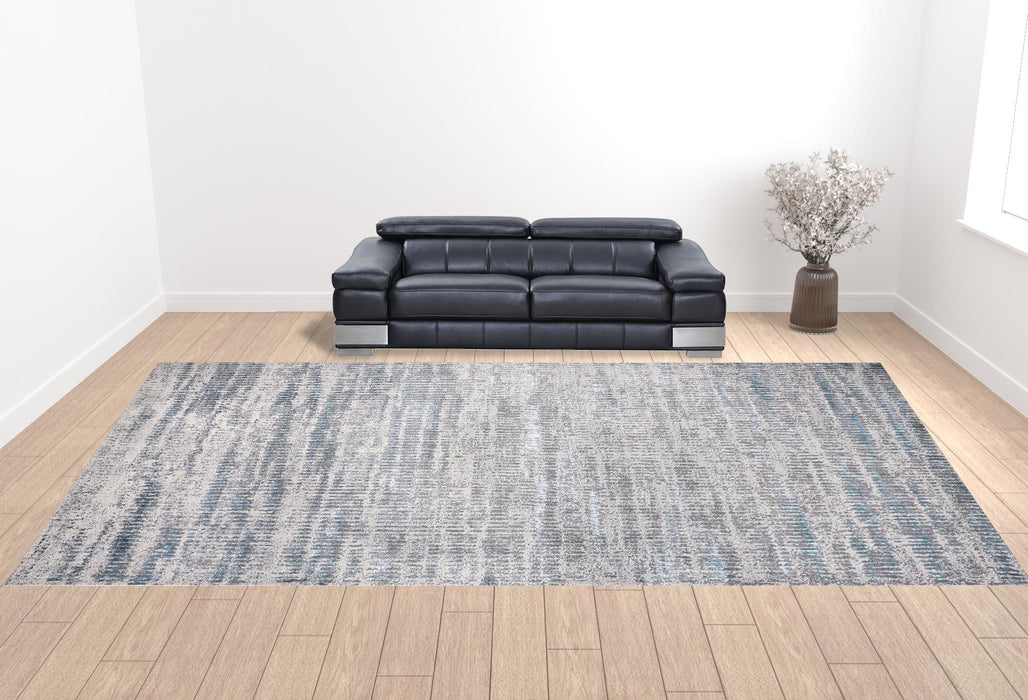 13' X 20' Abstract Area Rug - Blue Gray And Ivory