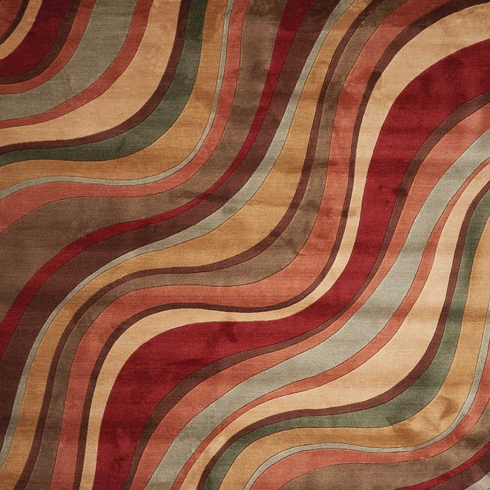 8' X 11' Striped Area Rug (551032) - Red