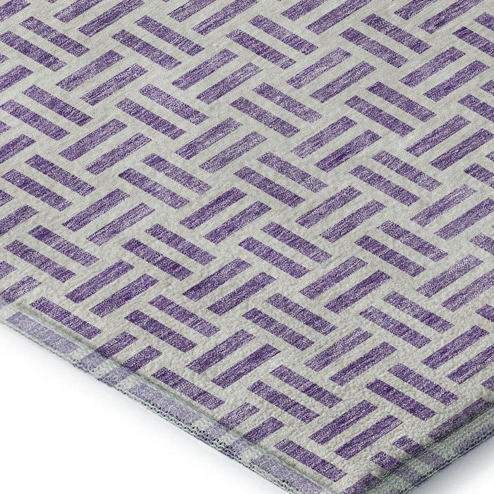 10' X 14' Geometric Washable Area Rug With UV Protection (677261) - Lavender / Ivory