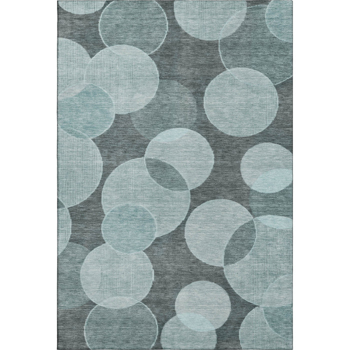 10' X 14' Geometric Washable Area Rug With UV Protection (700181) - Teal / Sky Blue