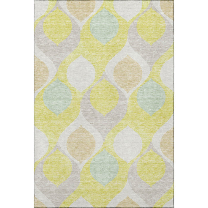 10' X 14' Ogee Washable Area Rug With UV Protection - Yellow