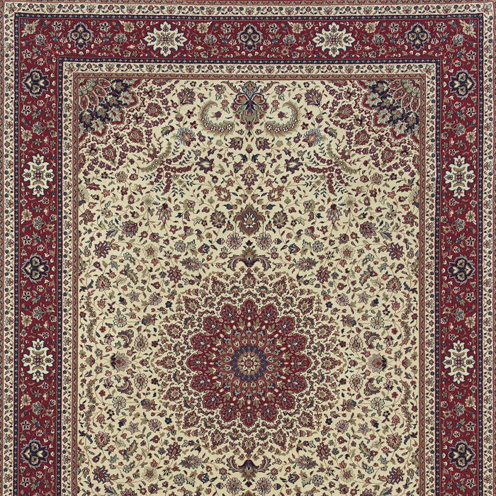 8' Oriental Square Rug - Ivory / Red