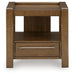 Brown Marxmore square end table from Signature Design by Ashley, featuring a sleek design and sturdy wood construction.