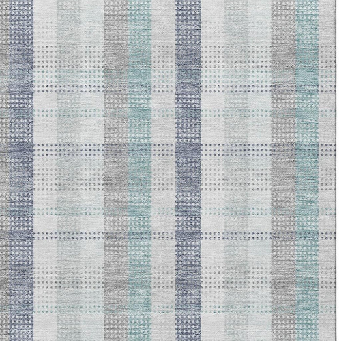 10' X 14' Plaid Washable Area Rug With UV Protection (676506) - Silver / Gray / Teal