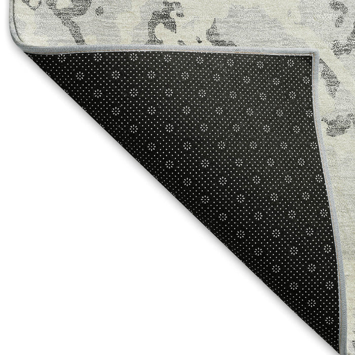 10' X 14' Abstract Washable Area Rug With UV Protection (676674) - Silver / Gray / Ivory