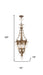 Gold metal chandelier with four clear glass shades and dimmable lighting, designed by HomeRoots for elegant illumination.