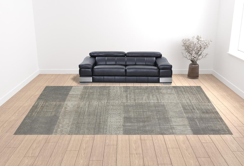 12' x 18' Abstract Area Rug - Gray And Ivory
