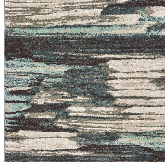 7' x 10' Ivory Blue Gray Abstract Layers Indoor Area Rug - Ivory Blue Gray
