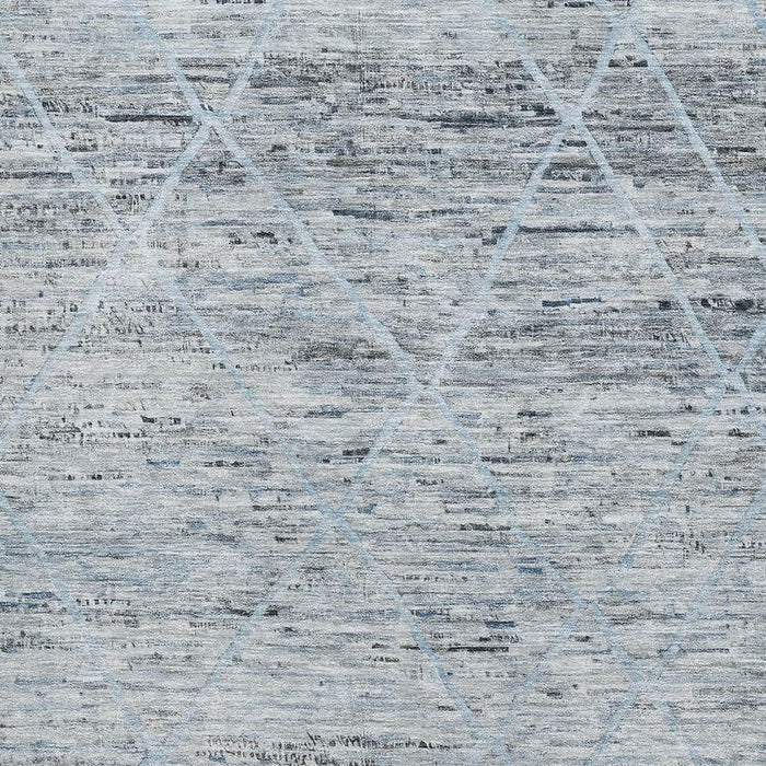 10' X 14' Abstract Geometric Washable Area Rug With UV Protection (696326) - Blue / Gray / Silver