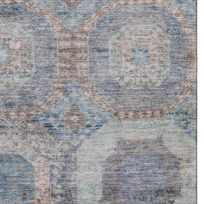 10' X 14' Abstract Geometric Washable Area Rug With UV Protection (708982) - Teal / Gray / Blue