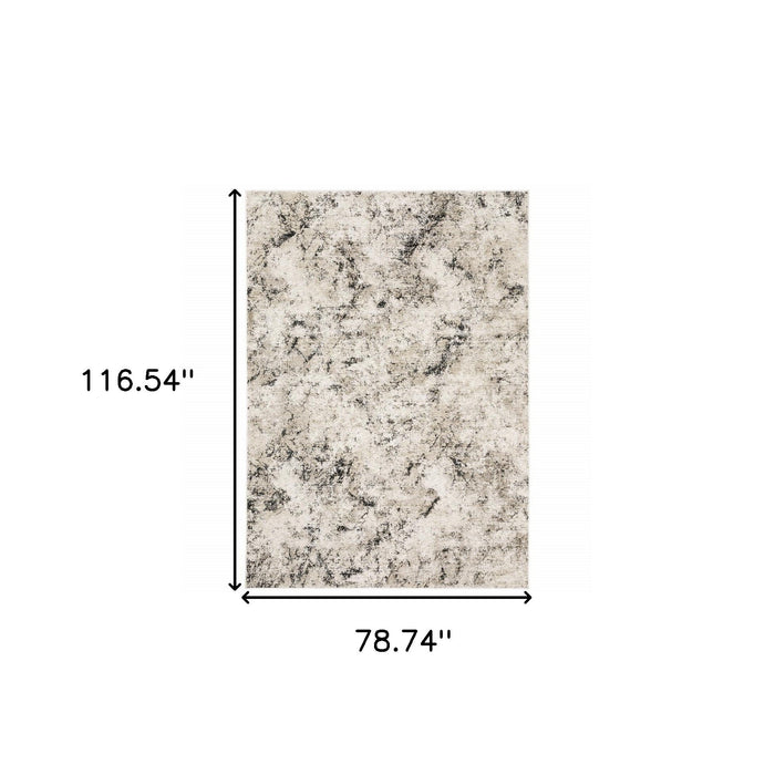 6' x 9' Abstract Power Loom Stain Resistant Area Rug - Ivory Gray Black Beige And Tan