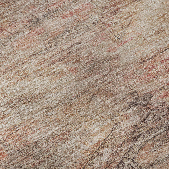 10' X 14' Abstract Geometric Washable Area Rug With UV Protection (695408) - Salmon / Copper / Beige