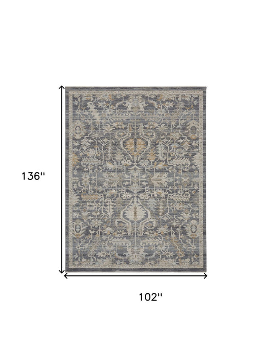 9' X 11' Floral Area Rug (554751) - Gray / Beige