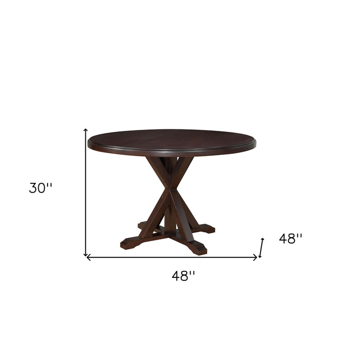 48" Rounded Solid Manufactured Wood Pedestal Base Dining Table - Espresso