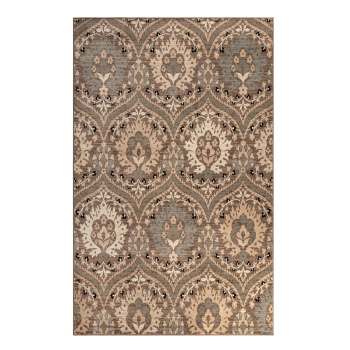9' x 12' Floral Power Loom Stain Resistant Area Rug - Light Blue