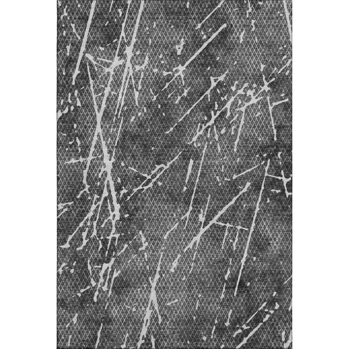 10' X 14' Abstract Washable Area Rug With UV Protection (652833) - Charcoal / Ivory