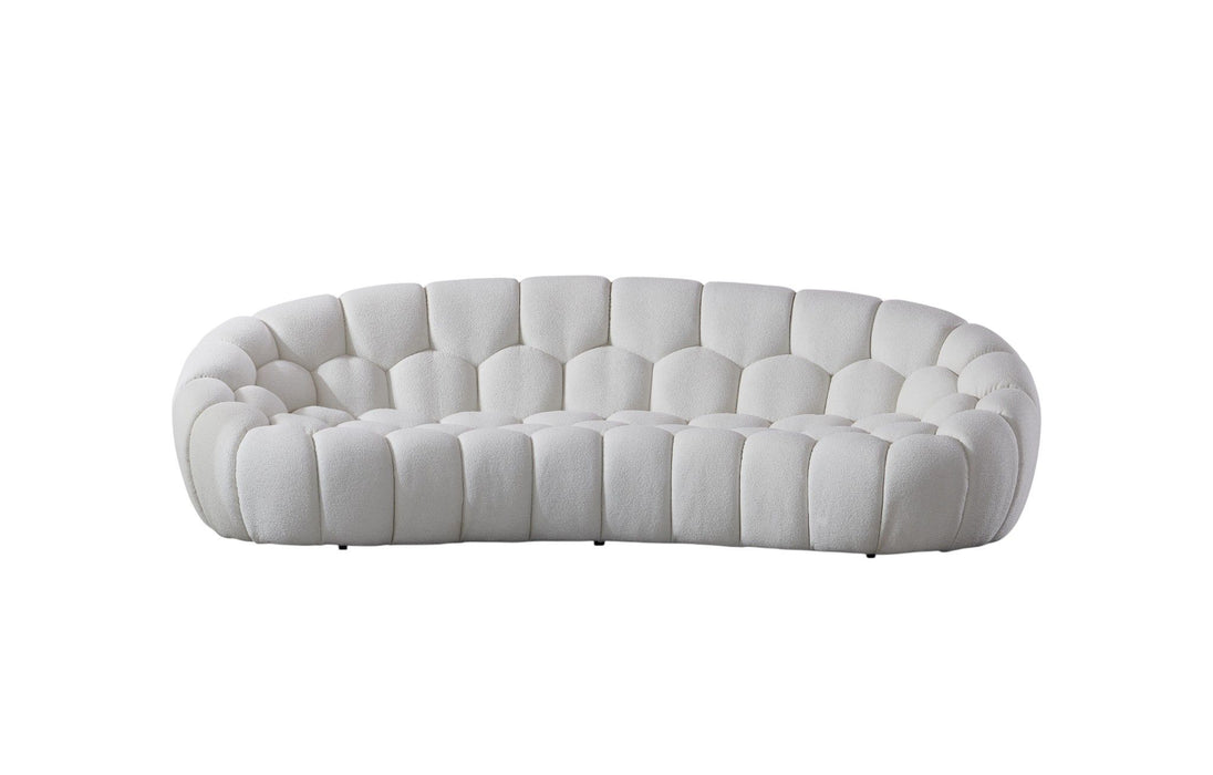 Fabric Curved Sofa - White