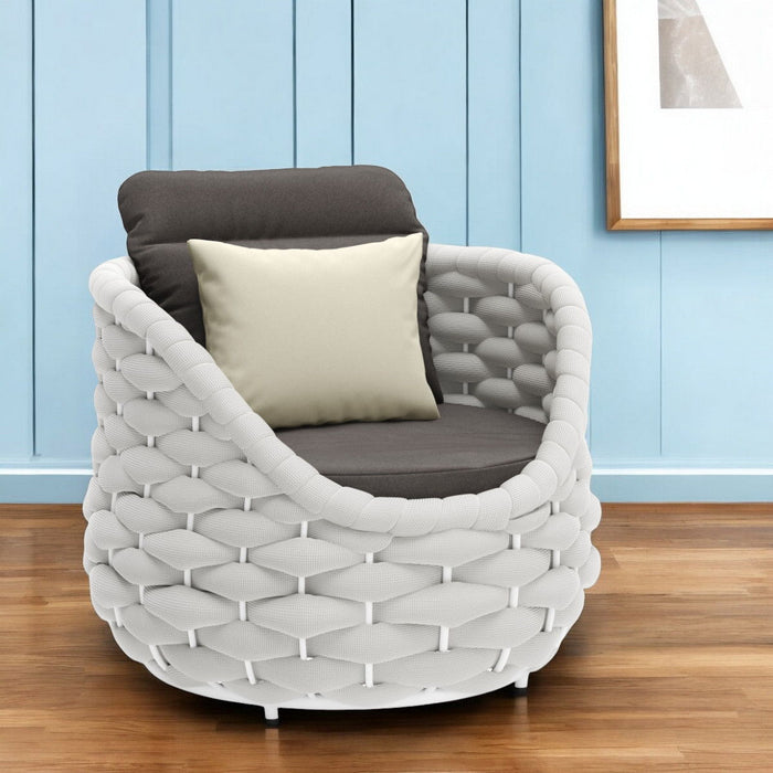 Olefin Barrel Chair And Toss Pillow - Gray And White