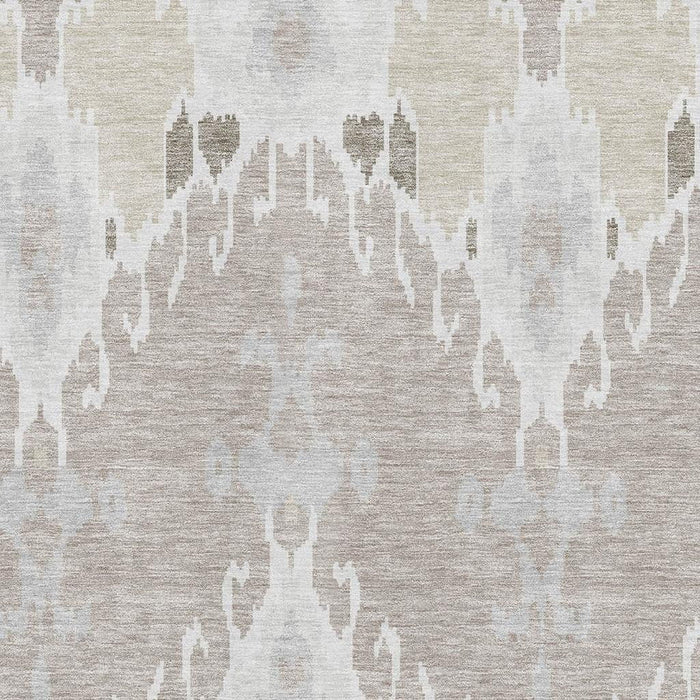 8' X 10' Ikat Washable Area Rug With UV Protection - Ivory