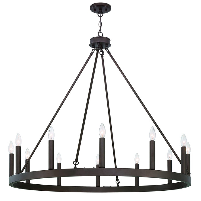 Candle Style Twelve Light Metal Dimmable Chandelier - Bronze