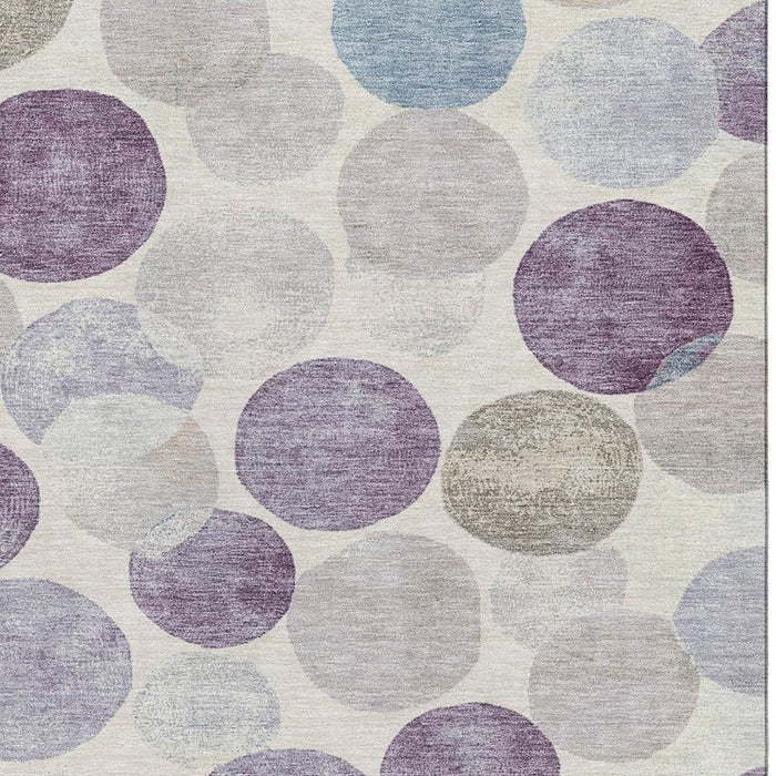 10' X 14' Geometric Washable Area Rug With UV Protection (709222) - Plum / Beige / Blue