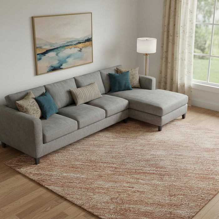 10' X 14' Striped Washable Area Rug With UV Protection (699568) - Terra Cotta / Peach