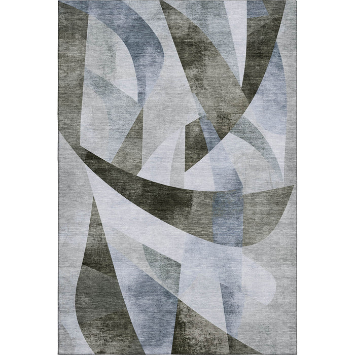 10' X 14' Abstract Geometric Washable Area Rug With UV Protection (705293) - Taupe / Blue / Ivory