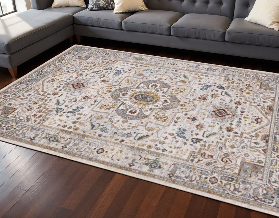 8' X 10' Medallion Area Rug (660200) - Cream / Blue