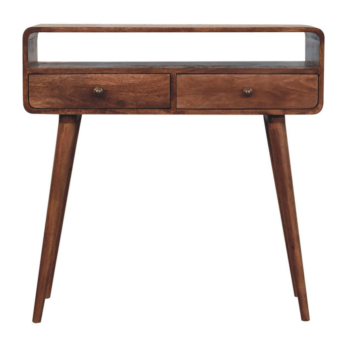 Solid Wood Console Table With Shelf With Drawer (723422) - Brown