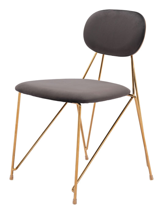 Upholstered Velvet Open Back Dining Side Chairs (Set of 2) - Gray / Gold