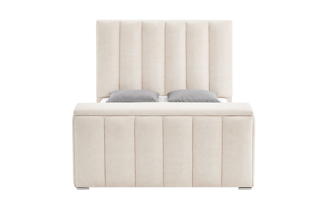 Serenity - King Bed With Speaker, TV Lift, Fireplace - Cream