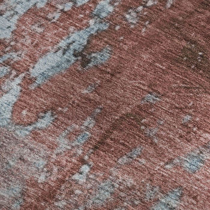 10' X 14' Abstract Washable Area Rug With UV Protection (701449) - Coral / Blue