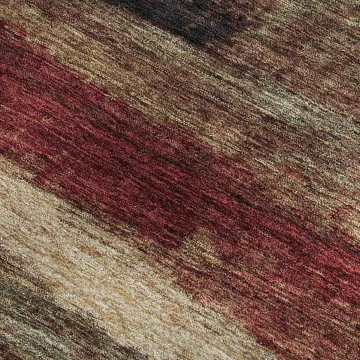 10' X 14' Abstract Washable Area Rug With UV Protection (675036) - Coffee / Burgundy / Beige