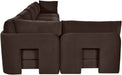 Meridian Furniture Hammond velvet performance fabric 6-piece L-shaped armless sectional sofa with plush cushions and modern design.