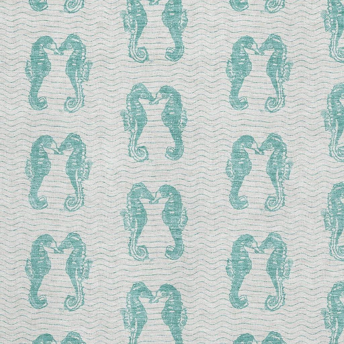 8' X 10' Geometric Washable Area Rug With UV Protection - Aqua / Ivory