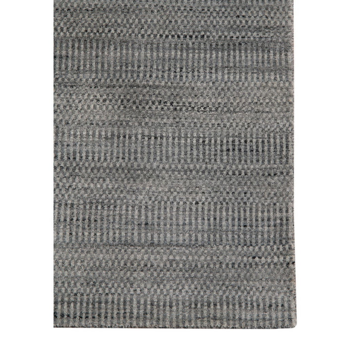 9' X 12' Wool Striped Hand Woven Area Rug - Silver And Blue