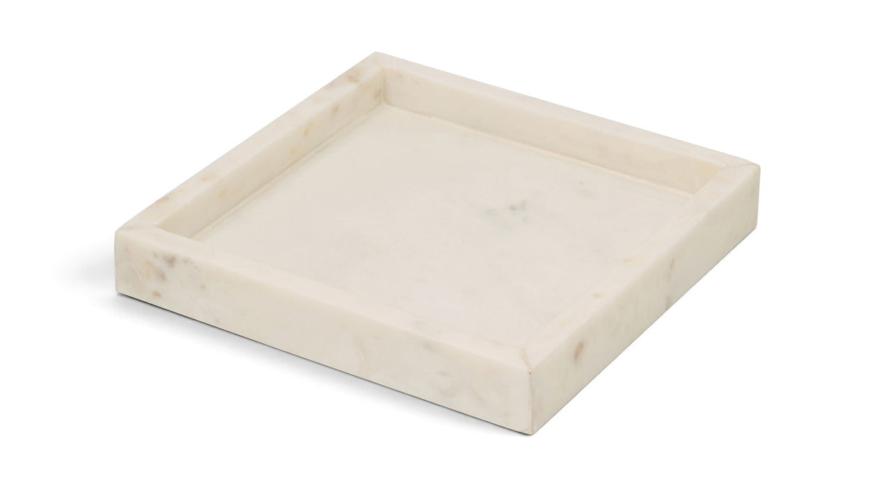 Michael Genuine Marble Tray by Meridian Furniture, round marble tray with sleek edge design, ideal for serving or decorative use.