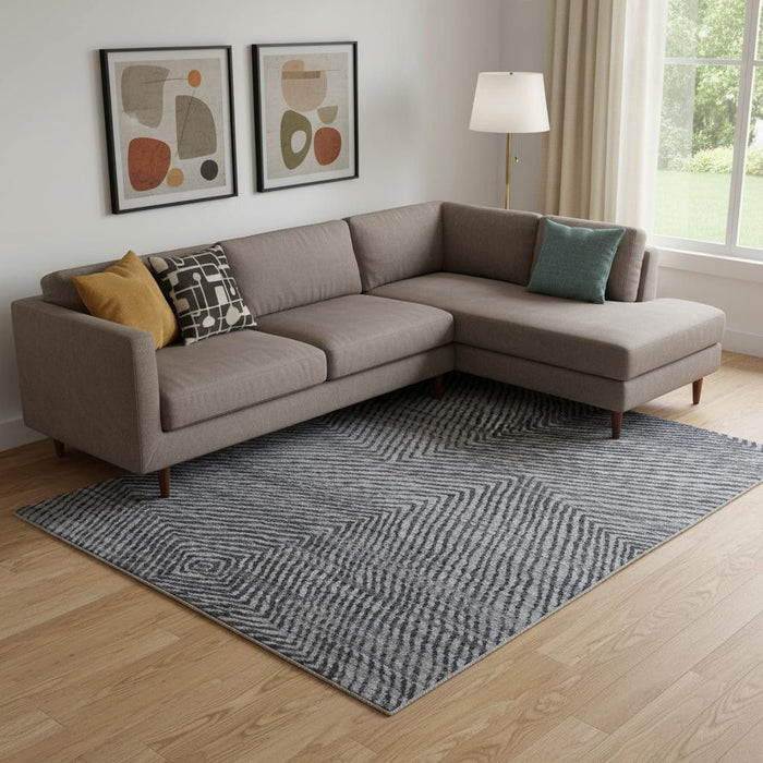 8' X 10' Wool Abstract Hand Knotted Area Rug (565944) - Gray