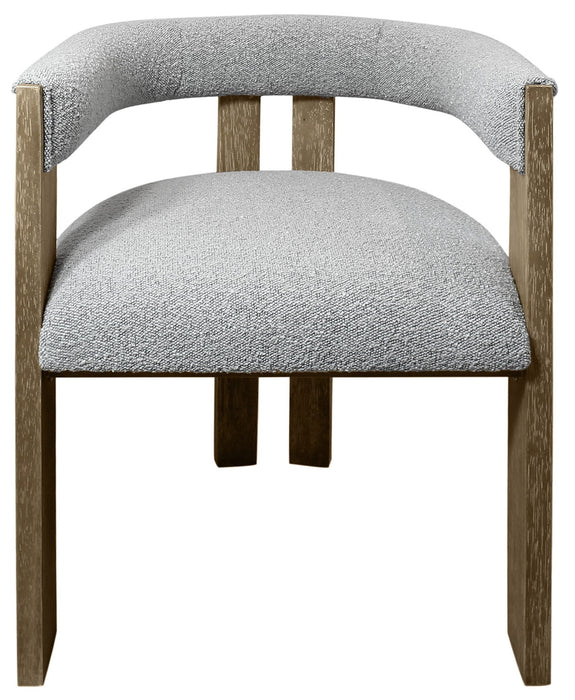 Upholstered Boucle Open Back Dining Arm Chair - Gray