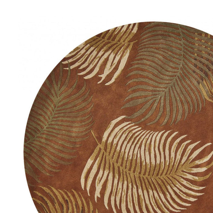 8' Round Wool Hand Tufted Area Rug - Rust