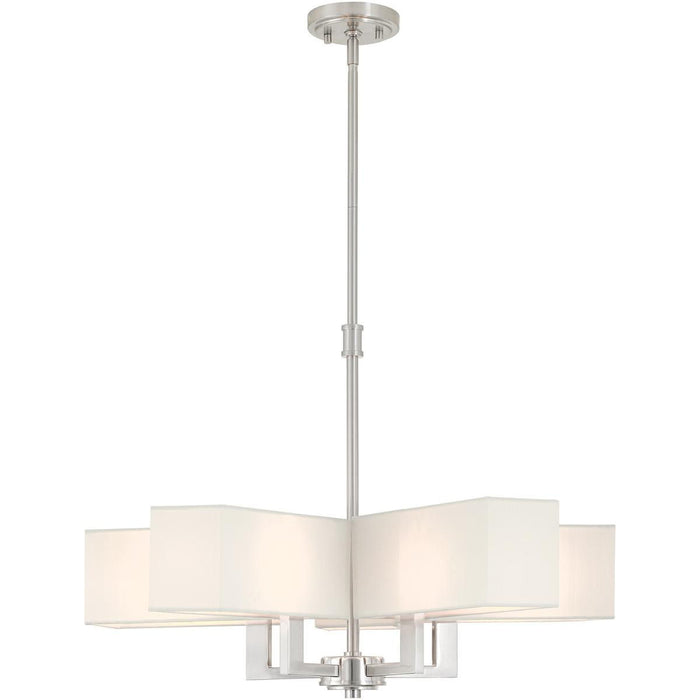 21" Five-Light Dimmable Chandelier With Shades - Nickel
