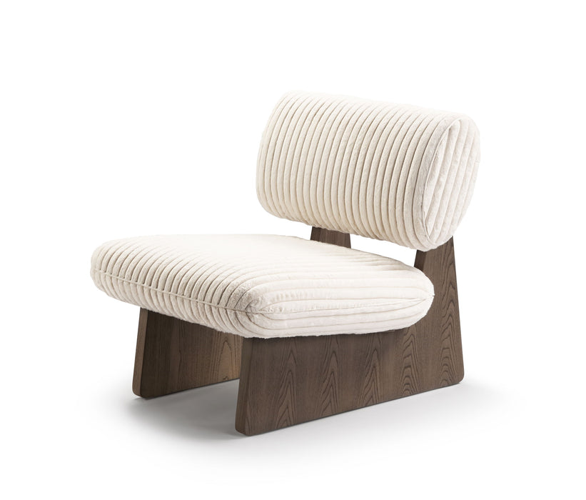 Faux Fur Manufactured Wood Lounge Chair - White / Ash Gray