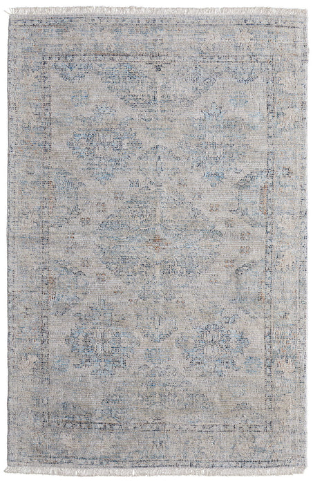 9' X 12' Oriental Hand Woven Distressed Area Rug With Fringe - Gray