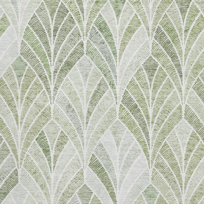 8' X 10' Geometric Washable Area Rug With UV Protection (667621) - Sage / Ivory