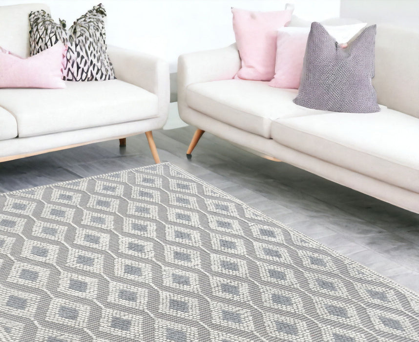6' x 9' Geometric Handmade Area Rug - Gray And Ivory