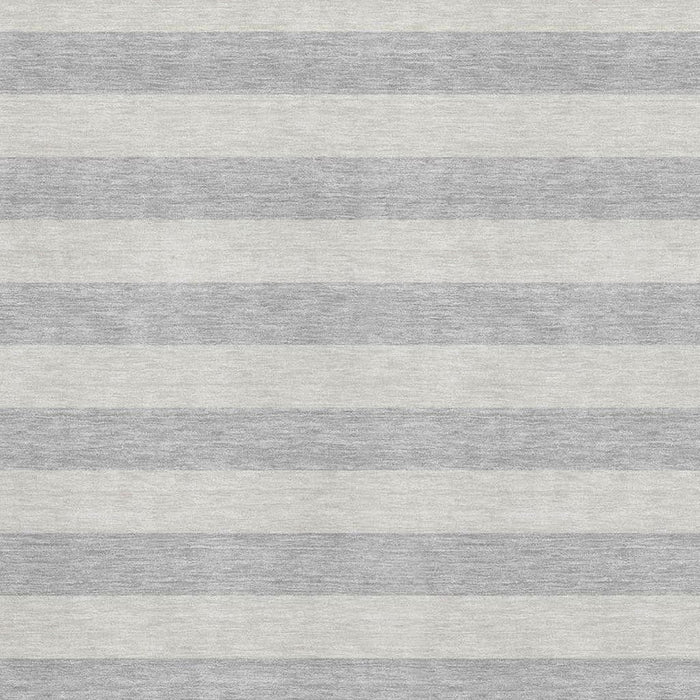 9' X 12' Striped Washable Area Rug With UV Protection (647763) - Pewter / Gray