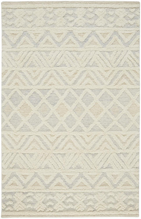 12' x 15' Wool Geometric Tufted Handmade Area Rug - Ivory Blue And Tan
